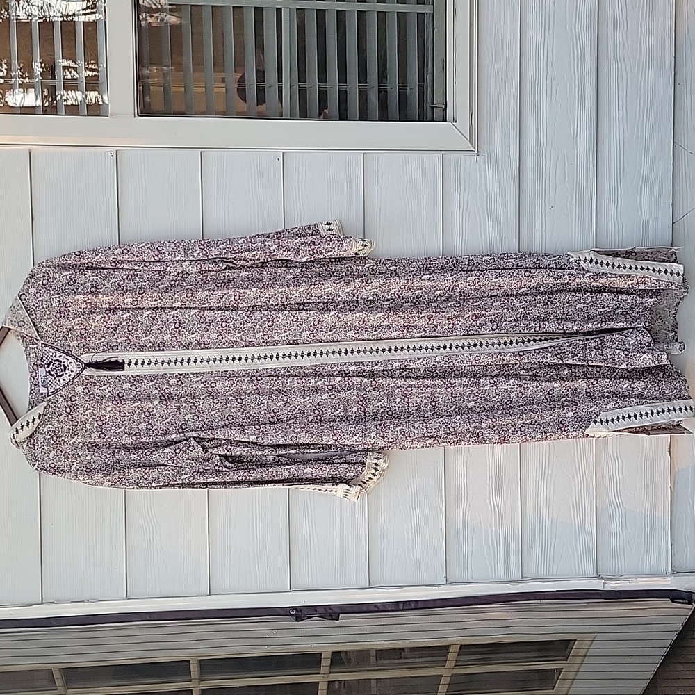 ASA Floral Moroccan-Style Hooded Djellaba Maxi Dress